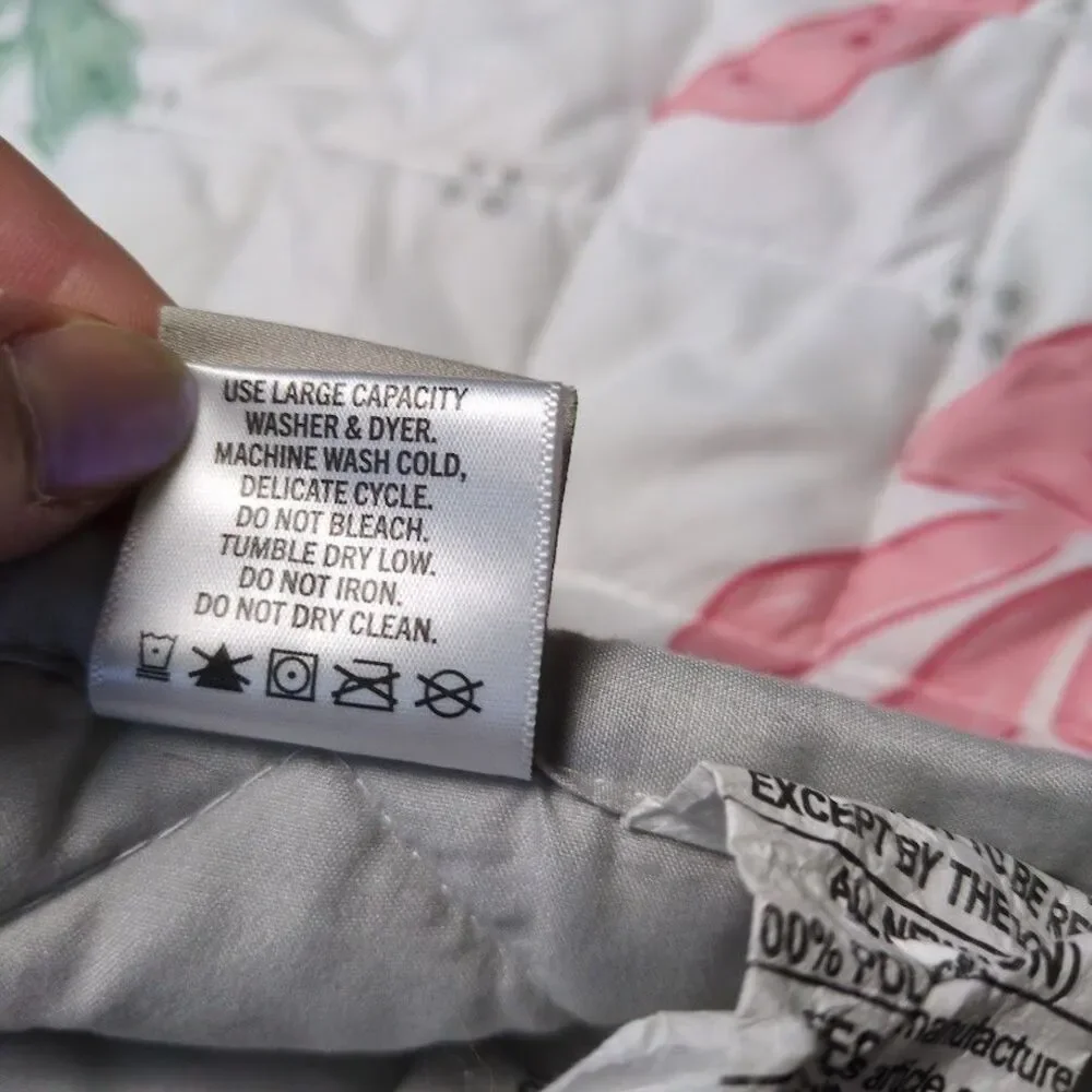Martha Stewart KING Size Quilt Bows Pink Green Gray Comforter